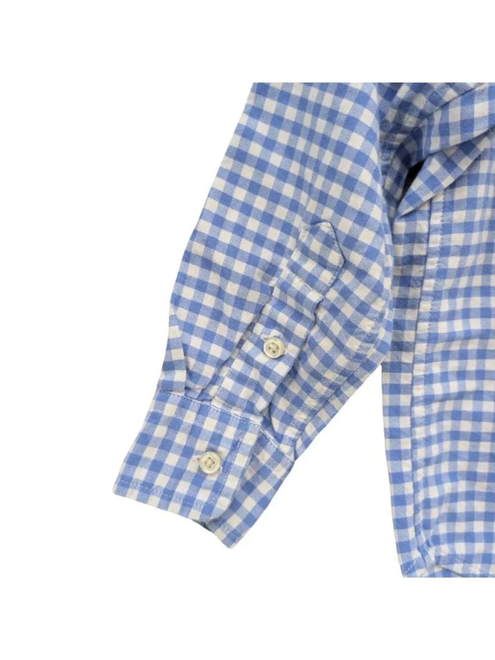 Ralph Lauren Gingham Shirt Boys Blue White Cotton Long Sleeve Button Down Size 2